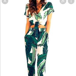 High Waist Printed Two-piece Pants Set